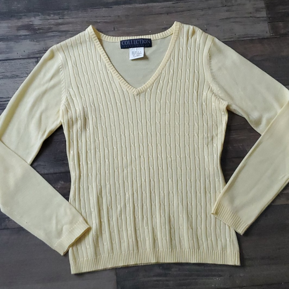 Vintage Harve Bernard V-Neck Cable Knit Top
